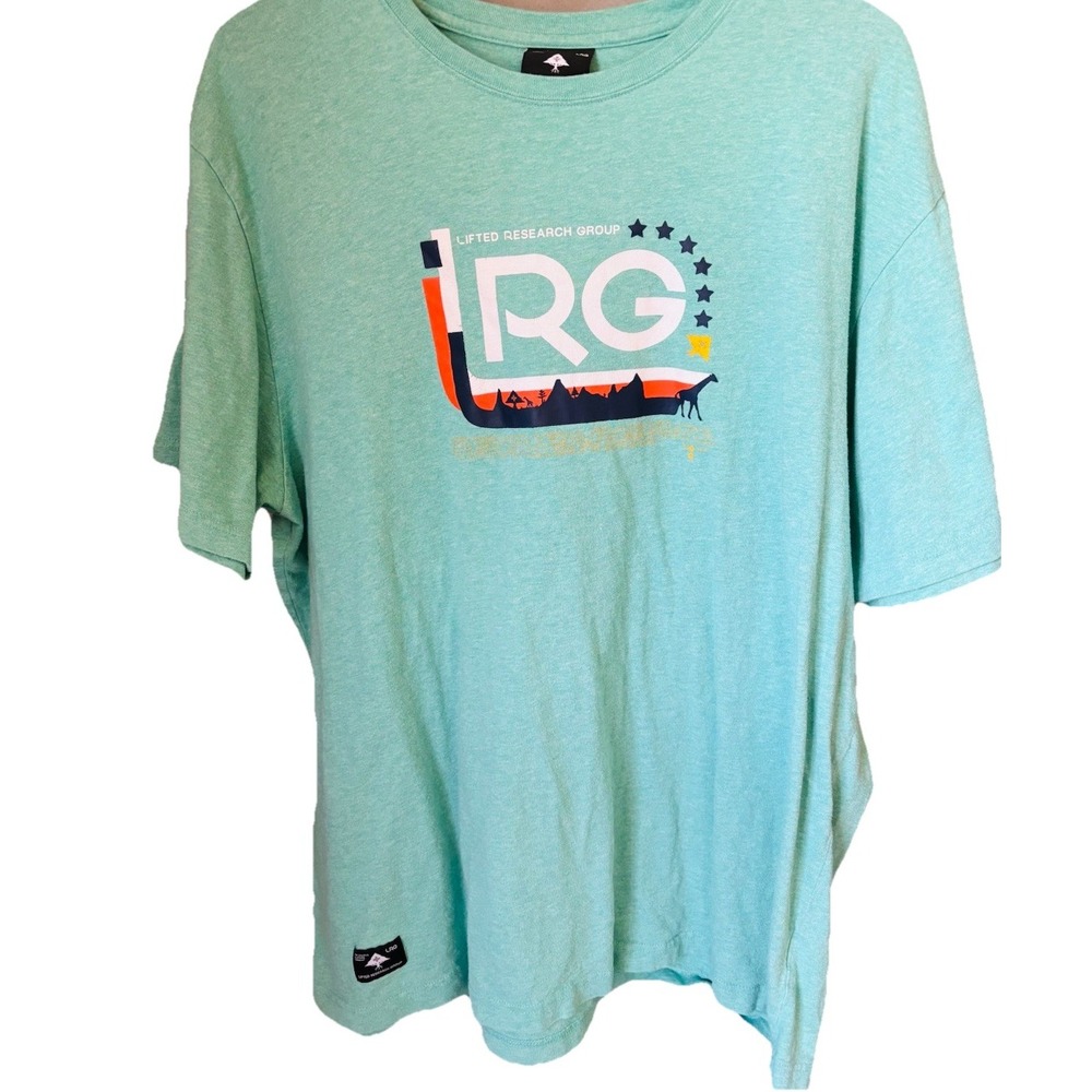 Lifted Research Group LRG Mens 3XL Crew Tee Shirt Top Outdoor Gorpcore Stars EUC